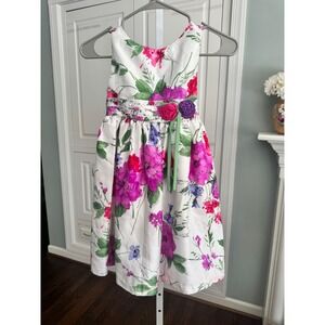 Cherokee Girls Easter Floral Party Dress Pink Purple Rosette Sleeveless Size 6X